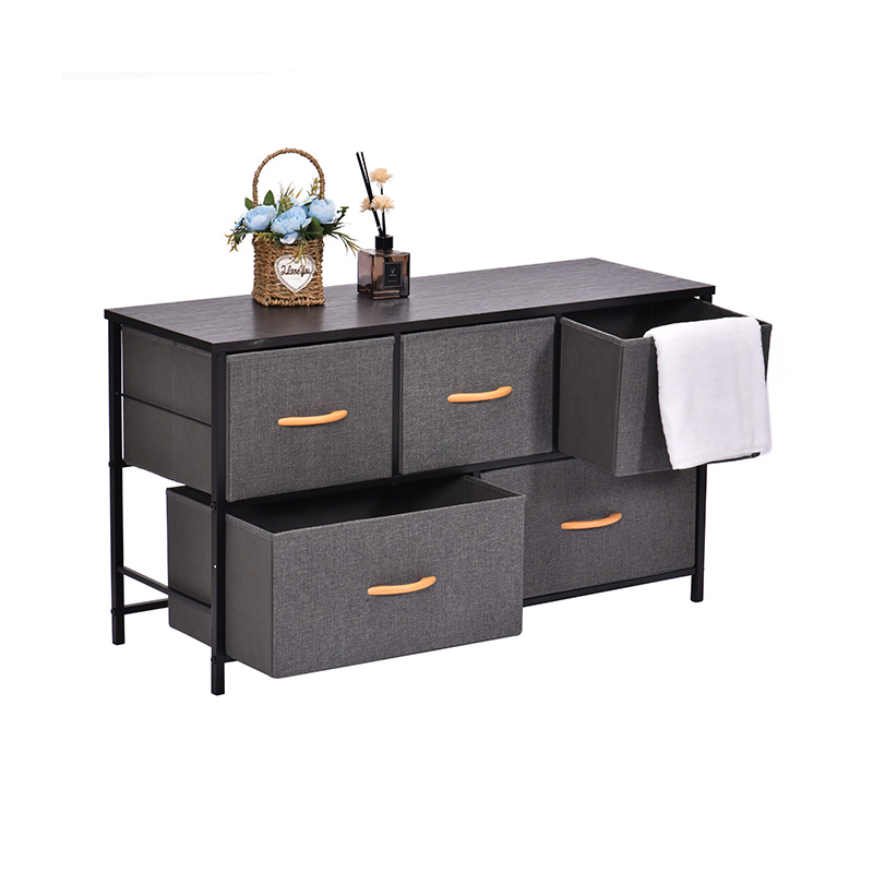 Fabric Storage 5 Drawer Unit With Metal Frame
